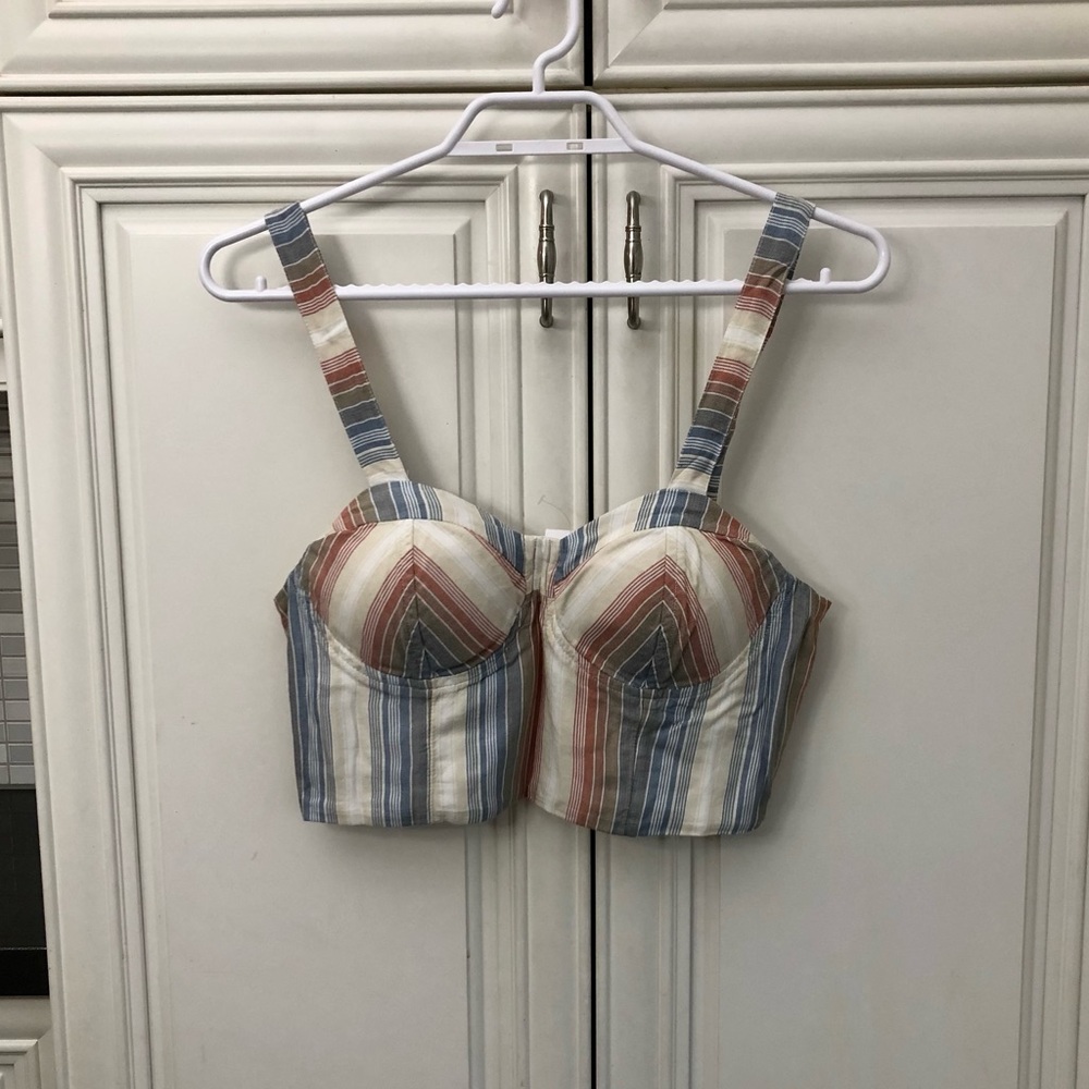 NWT American Eagle Outfitters women’s striped padded bustier crop top